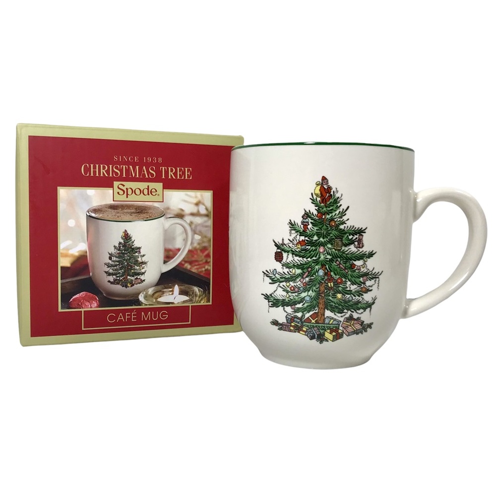 SPODE Christmas Tree Cafe Mug ~ New In Box Cocoa Coffee Tea Mug 14 Oz.